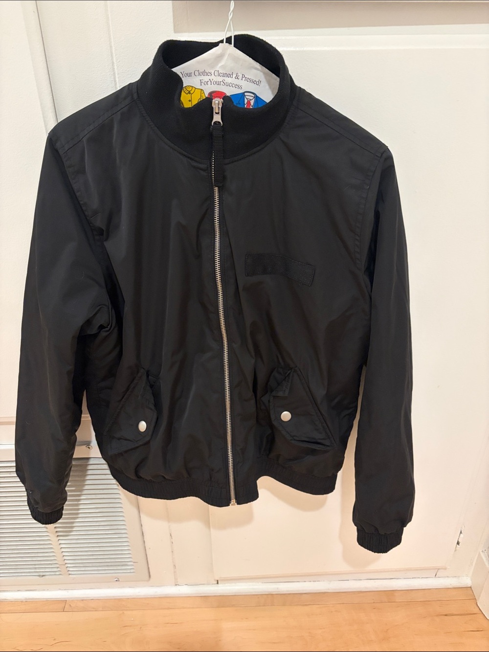 Men's Black Bomber Jacket - Classic Zip Front